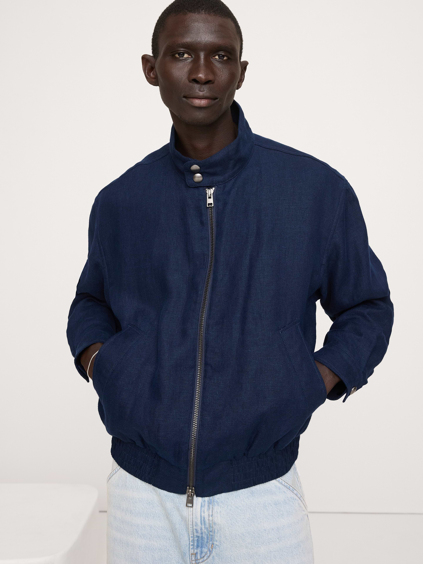 Image number 1 showing, Linen Harrington Jacket