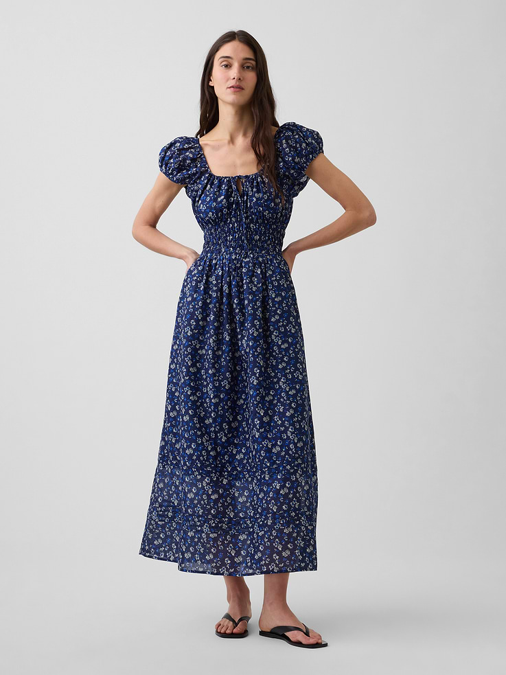 Image number 1 showing, Voile Smocked-Waist Maxi Dress