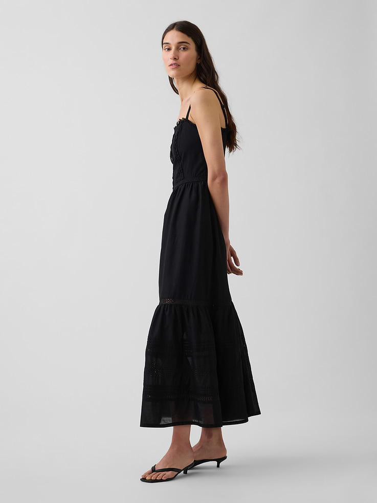 L'image numéro 3 présente Robe longue à volants avec broderie anglaise