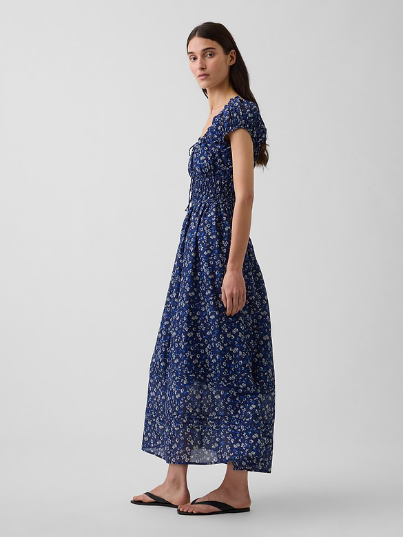 Voile Smocked-Waist Maxi Dress