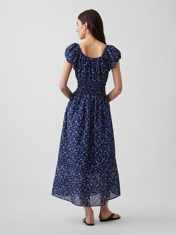 Voile Smocked-Waist Maxi Dress