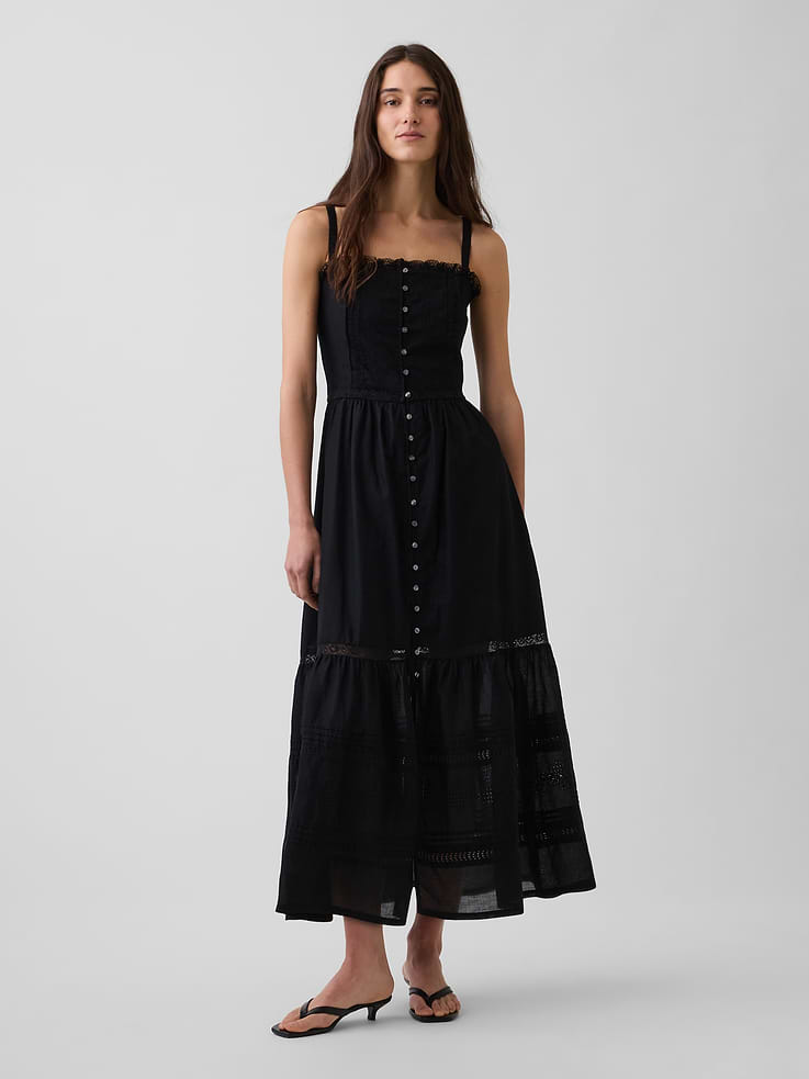 L'image numéro 1 présente Robe longue à volants avec broderie anglaise
