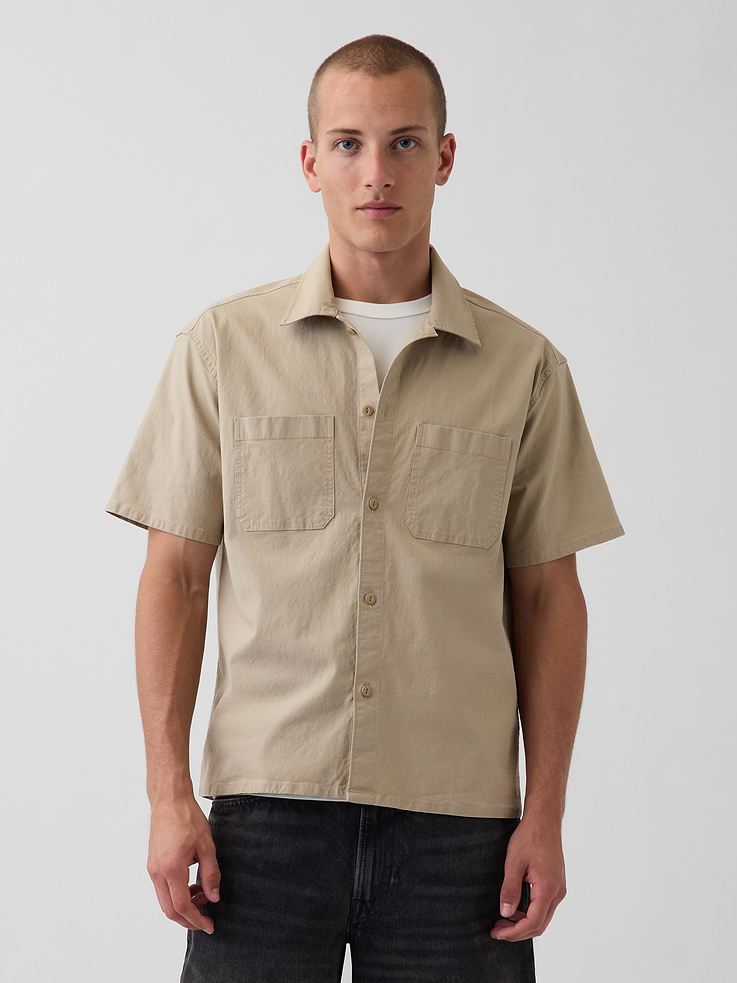 Image number 1 showing, Relaxed Straight-Hem Utility Shirt
