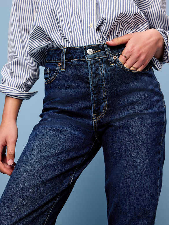 High-Waisted Button-Fly OG Straight Ankle Jeans