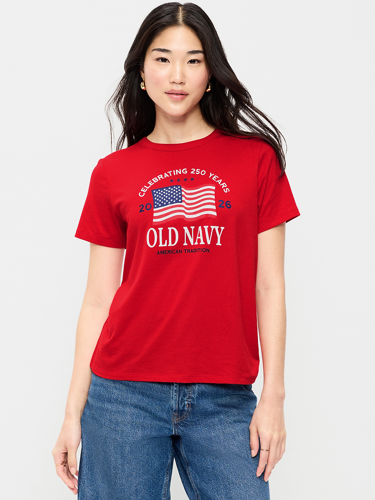 Image number 1 showing, Crew-Neck Flag Logo Graphic T-Shirt