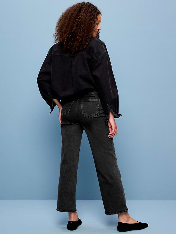 High-Waisted Weekender Pull-On Crop Wide-Leg Jeans
