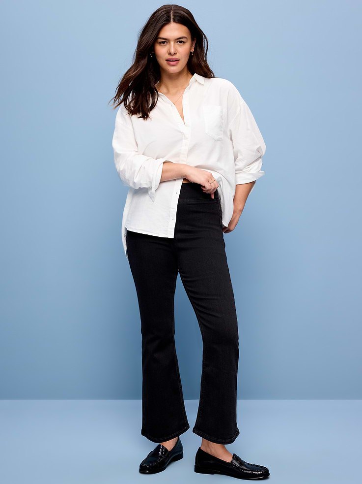 Image number 5 showing, High-Waisted Weekender Pull-On Crop Flare Jeans