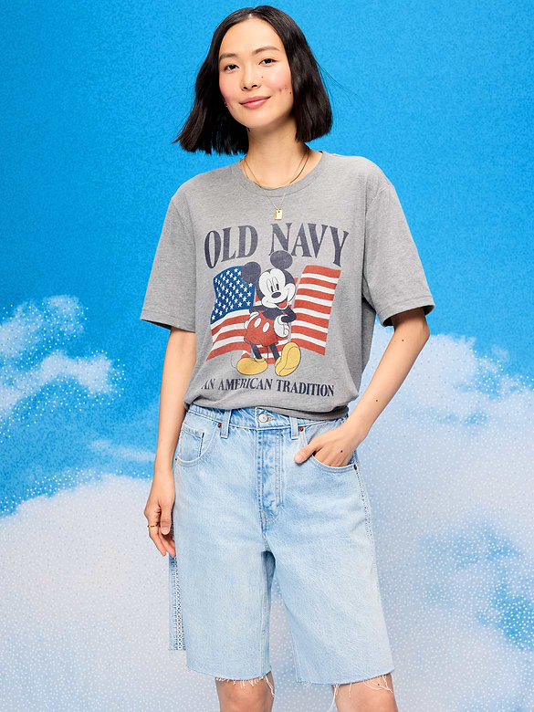Old Navy x Disney Mickey Mouse Logo-Graphic T-Shirt for Adults