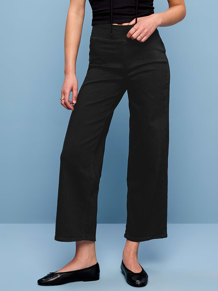 Image number 2 showing, High-Waisted Weekender Pull-On Crop Wide-Leg Jeans