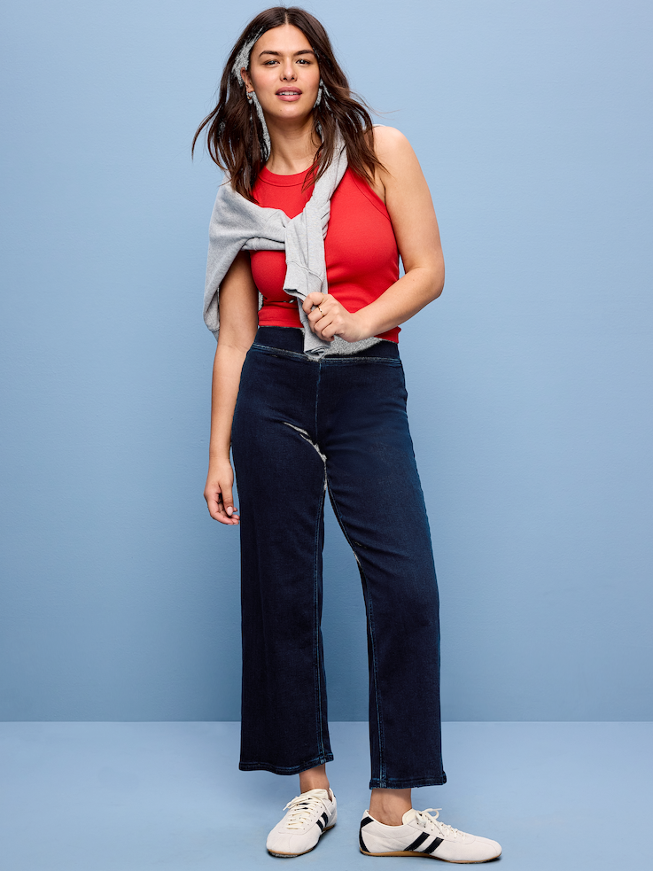 Image number 7 showing, High-Waisted Weekender Pull-On Crop Wide-Leg Jeans