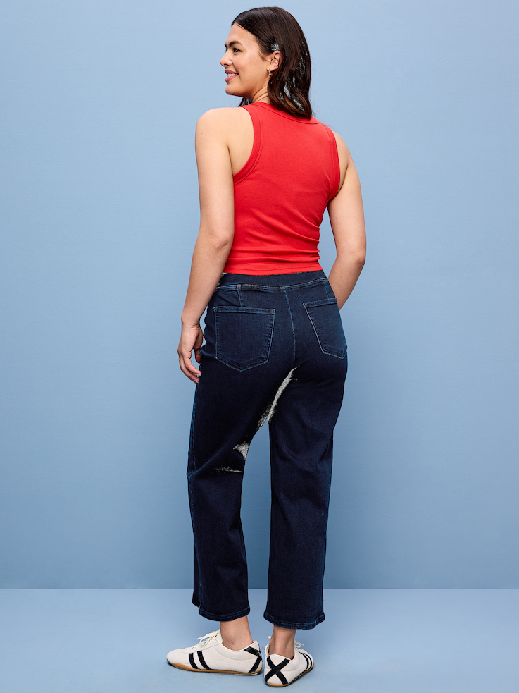 Image number 8 showing, High-Waisted Weekender Pull-On Crop Wide-Leg Jeans