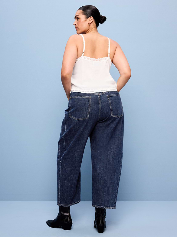 High-Waisted Baggy Barrel Ankle Jeans