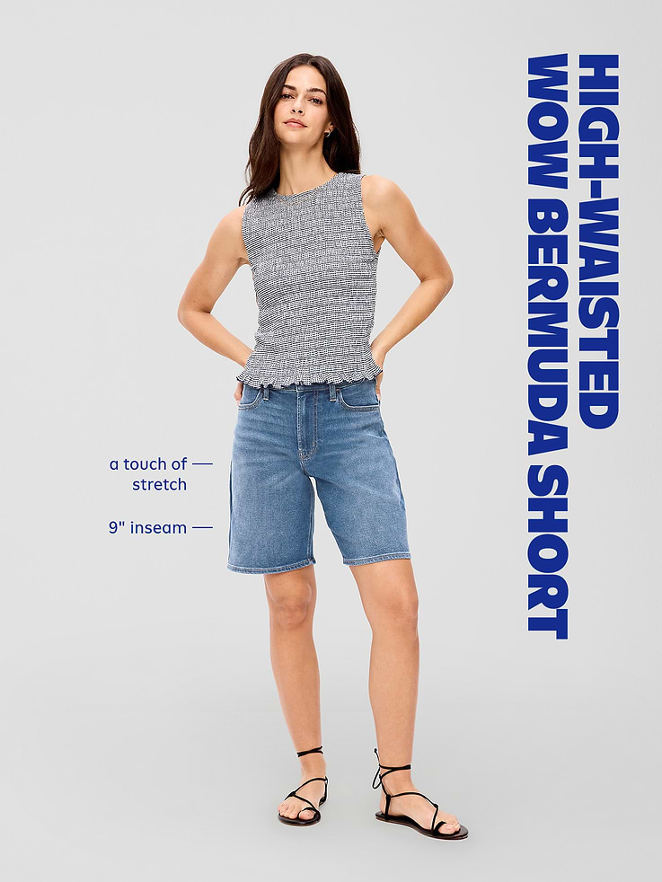 Image number 8 showing, High-Waisted Wow Jean Shorts -- 9-inch inseam
