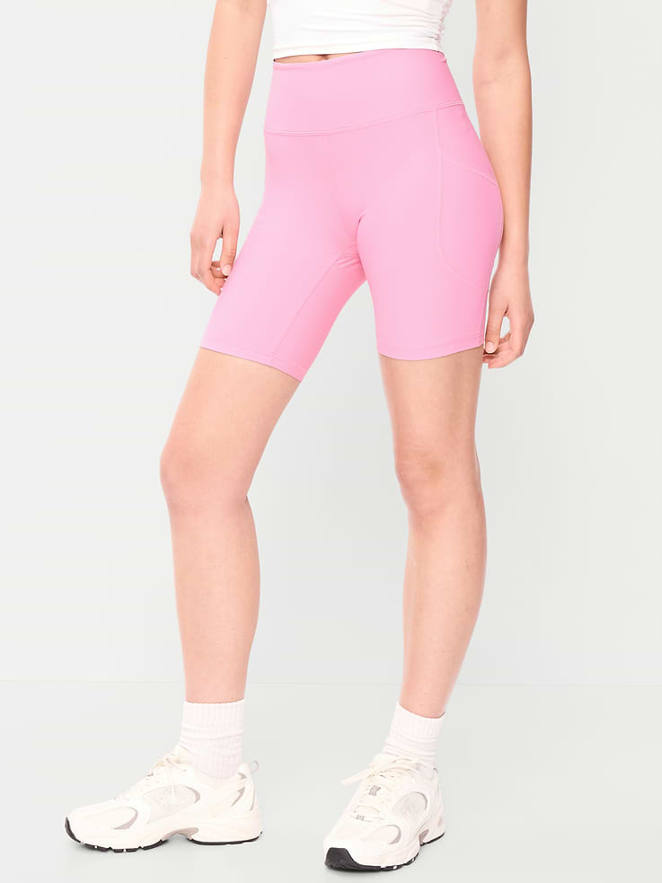 Image number 1 showing, High-Waisted PowerSoft Biker Shorts -- 8-inch inseam