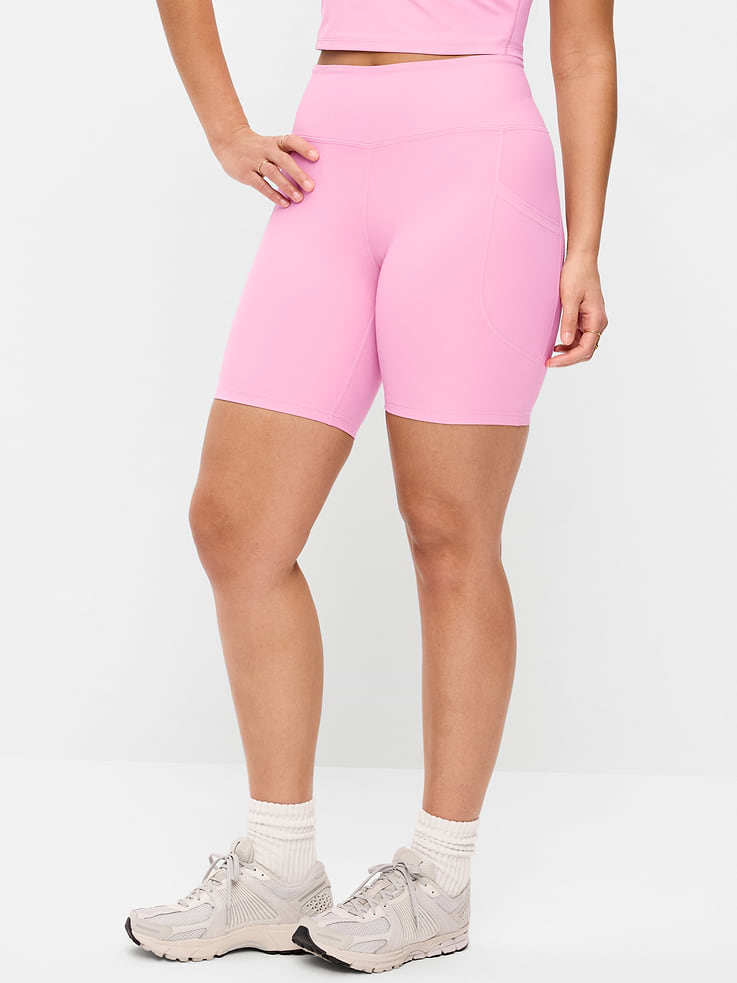 Image number 3 showing, High-Waisted PowerSoft Biker Shorts -- 8-inch inseam