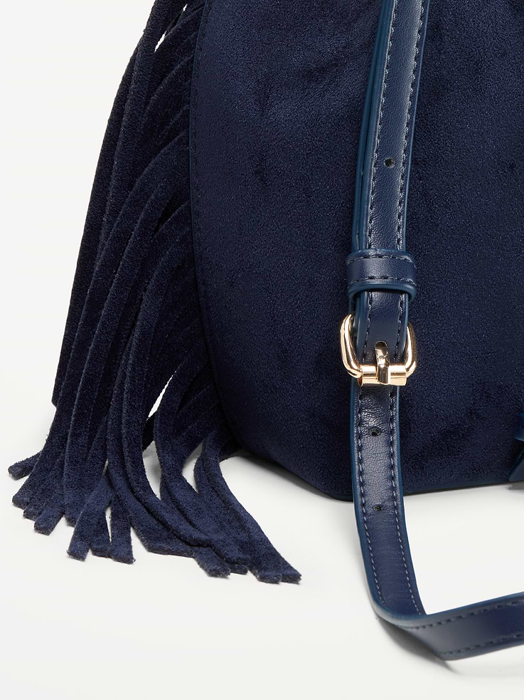 Image 5 of 5, Drawstring Fringe Bucket Bag