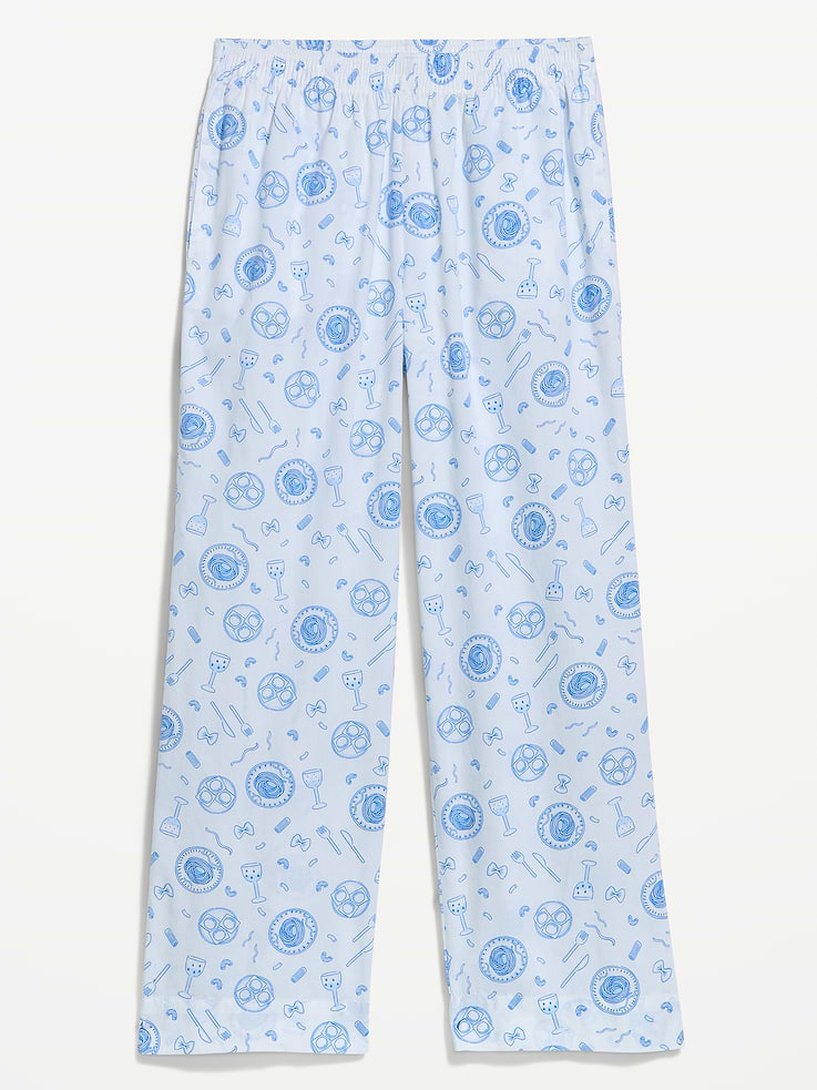 L'image numéro 4 présente Pantalon de pyjama à taille haute en popeline