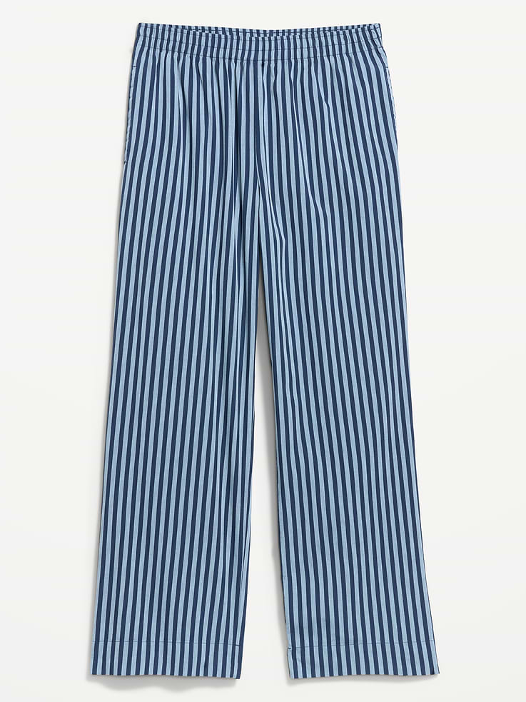 L'image numéro 4 présente Pantalon de pyjama à taille haute en popeline
