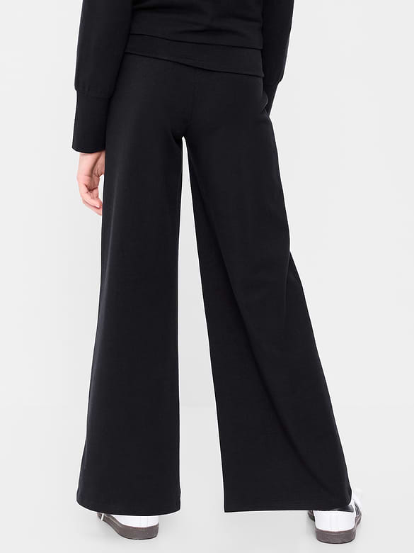 Foldover Jersey Knit Wide-Leg Pants for Girls