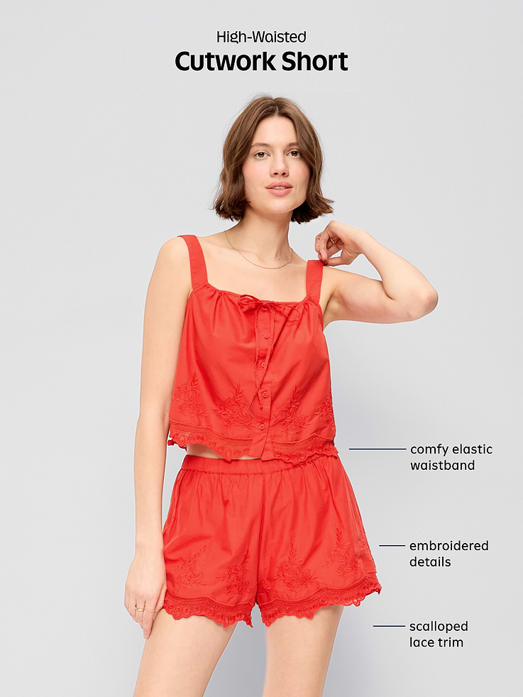 Image number 10 showing, High-Waisted Lace-Trim Shorts