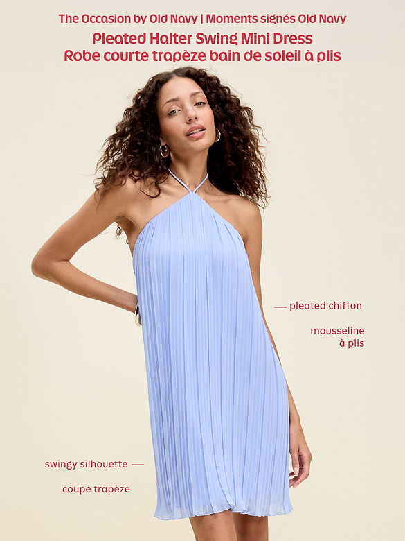 The Occasion by Old Navy Pleated Halter Swing Mini Dress