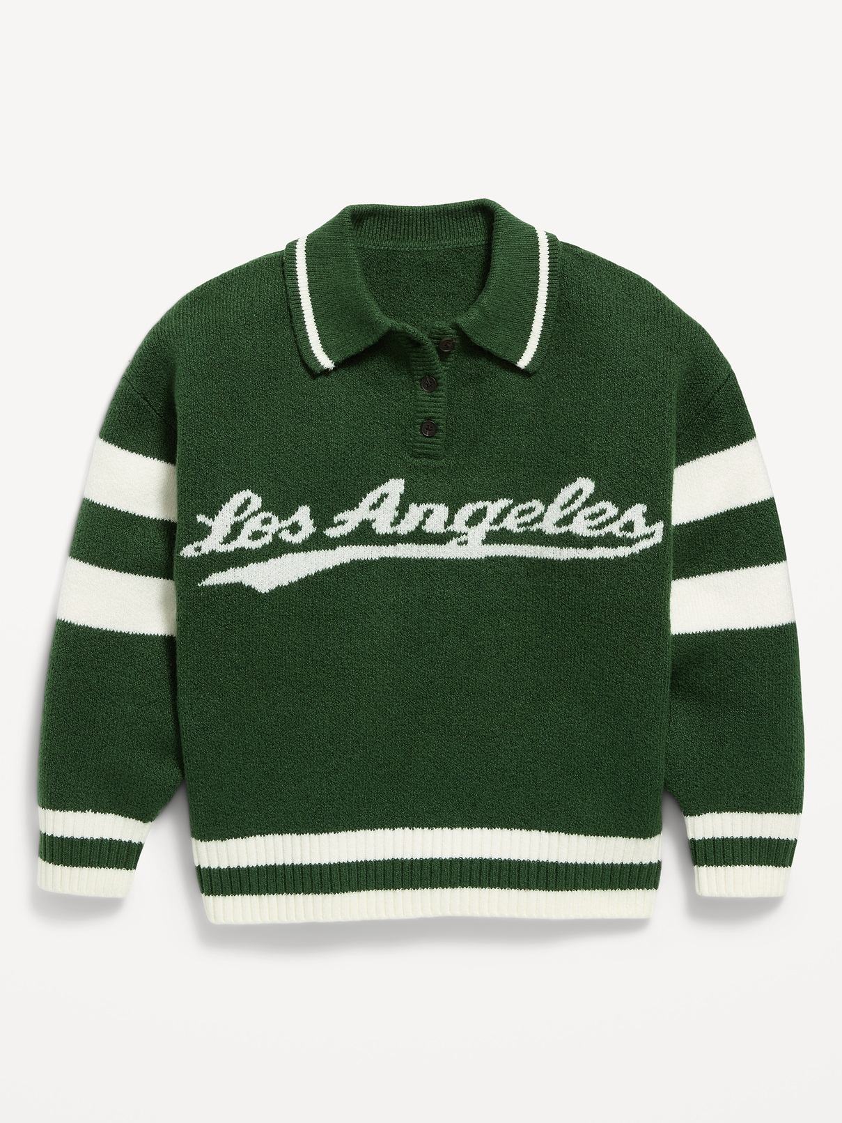 Image number 1 showing, Oversized Long-Sleeve Rugby Polo Sweater for Girls