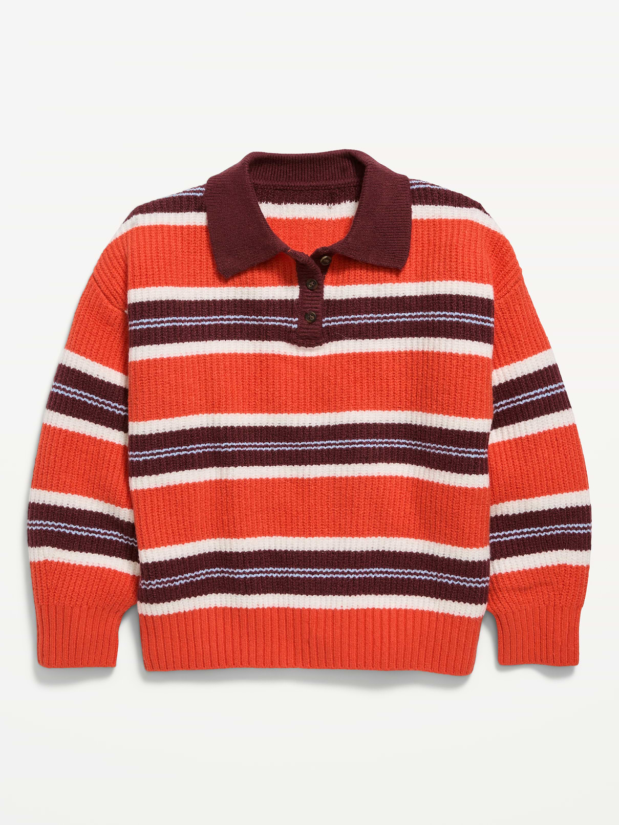 L'image numéro 1 présente Chandail polo rugby brodé à manches longues surdimensionné pour fille