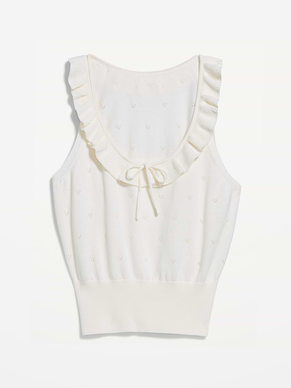 SoSoft Cotton Tie-Front Pointelle Tank Top