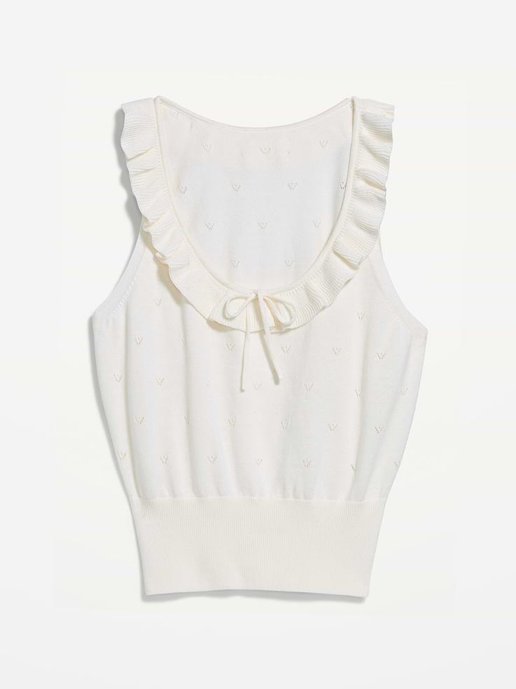 L'image numéro 4 présente Camisole nouée sur le devant en tricot pointelle de coton SoSoft