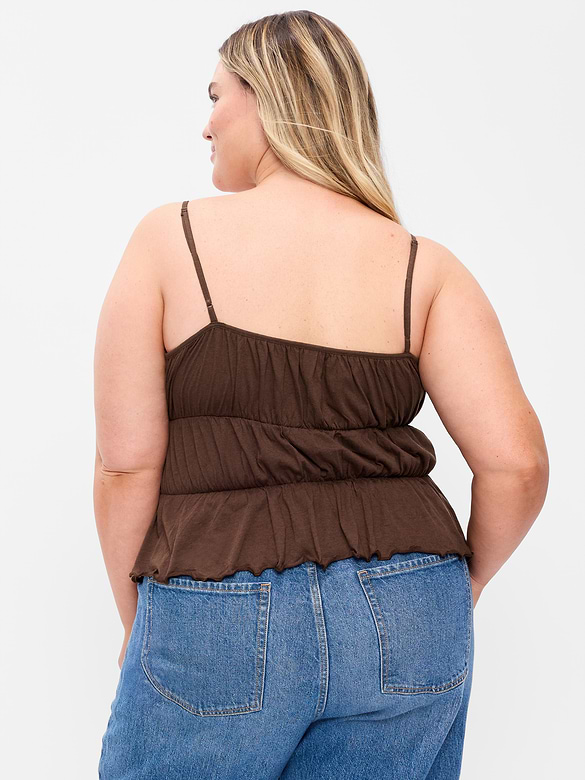 Lace-Trim Smocked-Waist Tank Top