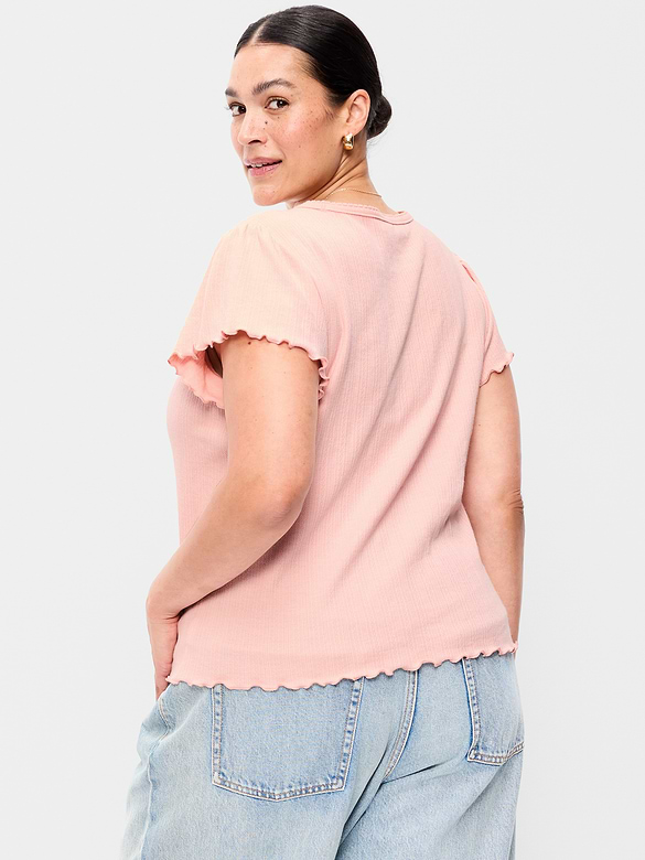 Lettuce-Edge Pointelle Top