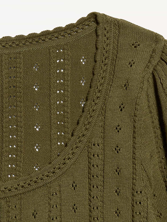 Seaside Cotton Short-Sleeve Button-Down Sweater