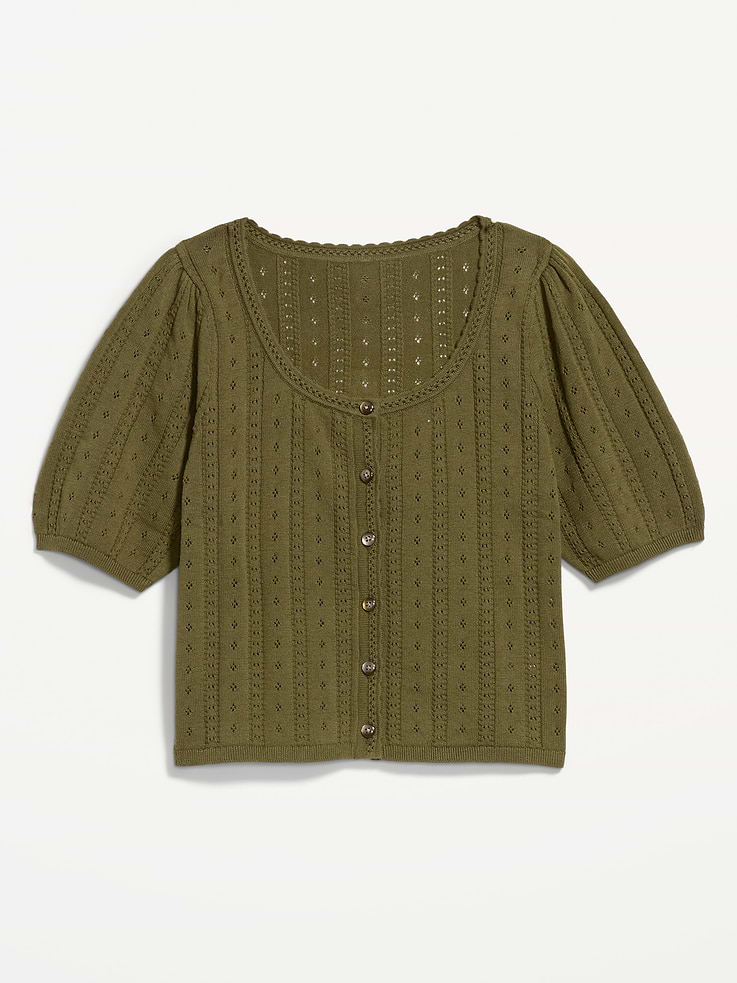 Image number 5 showing, Seaside Cotton Short-Sleeve Button-Down Sweater