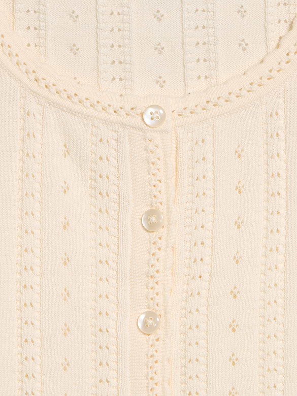 Seaside Cotton Short-Sleeve Button-Down Sweater