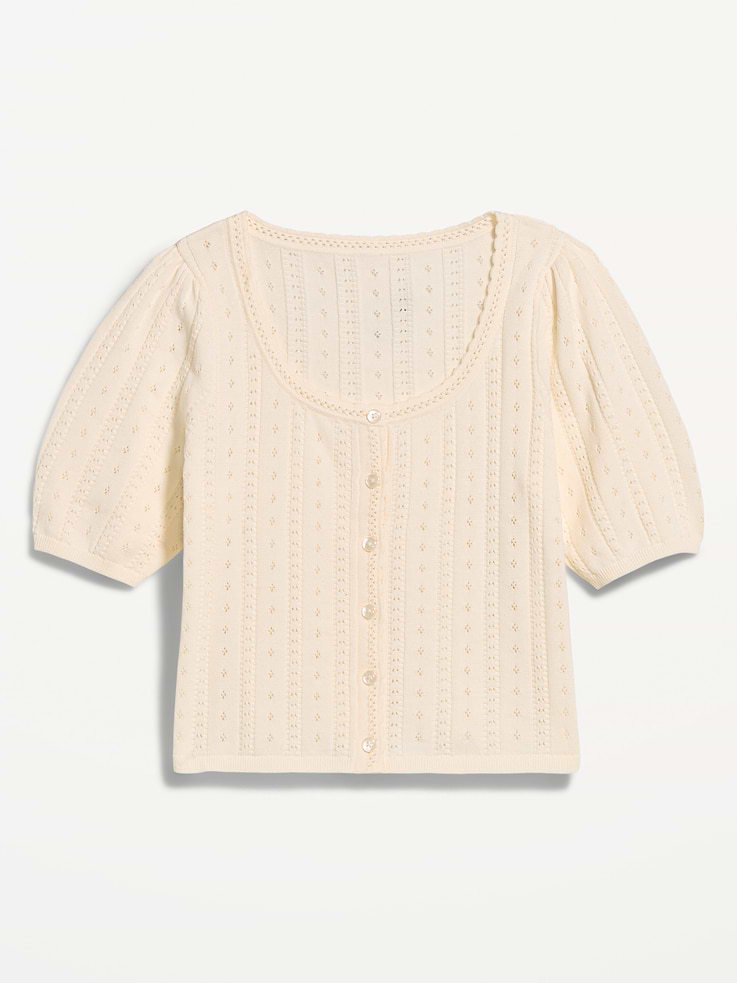 Image number 5 showing, Seaside Cotton Short-Sleeve Button-Down Sweater