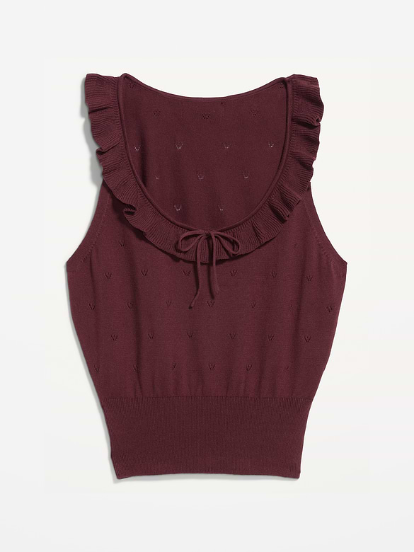 SoSoft Cotton Tie-Front Pointelle Tank Top