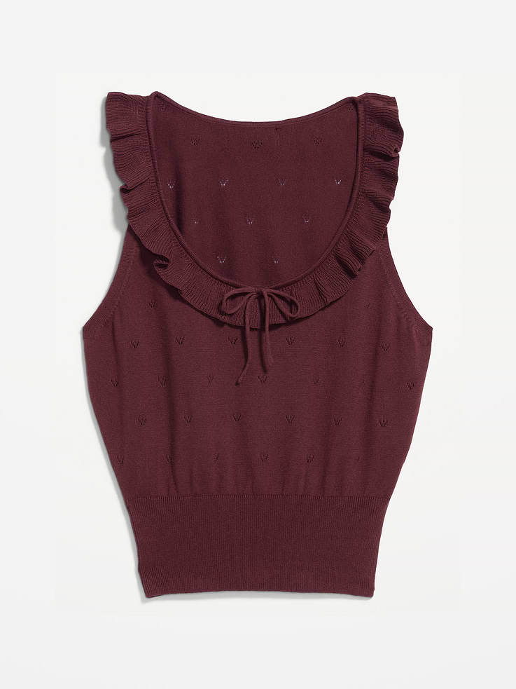 L'image numéro 4 présente Camisole nouée sur le devant en tricot pointelle de coton SoSoft