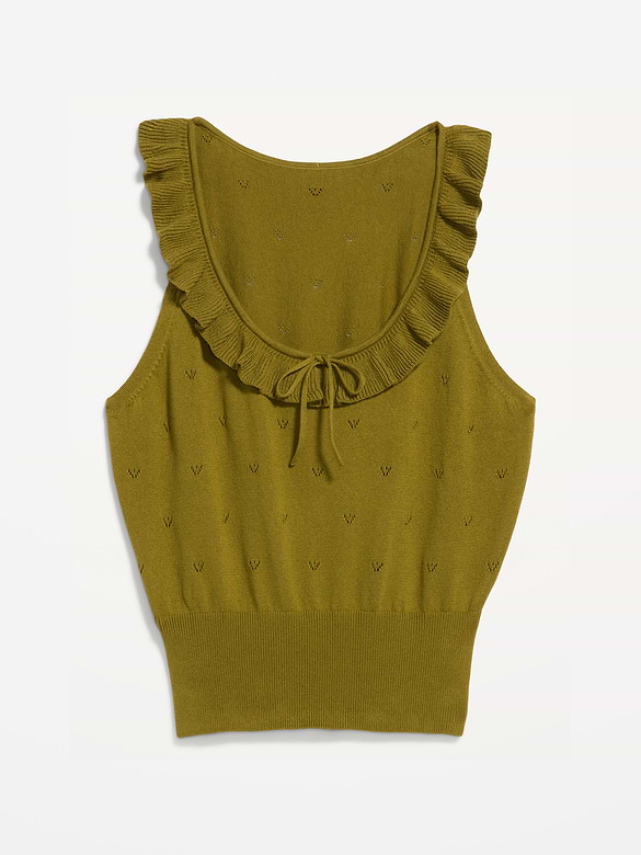 SoSoft Cotton Tie-Front Pointelle Tank Top
