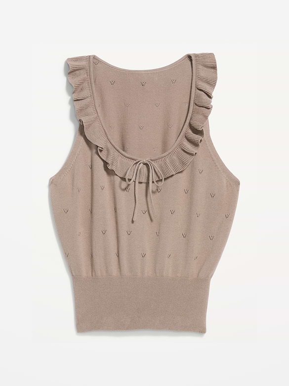 SoSoft Cotton Tie-Front Pointelle Tank Top