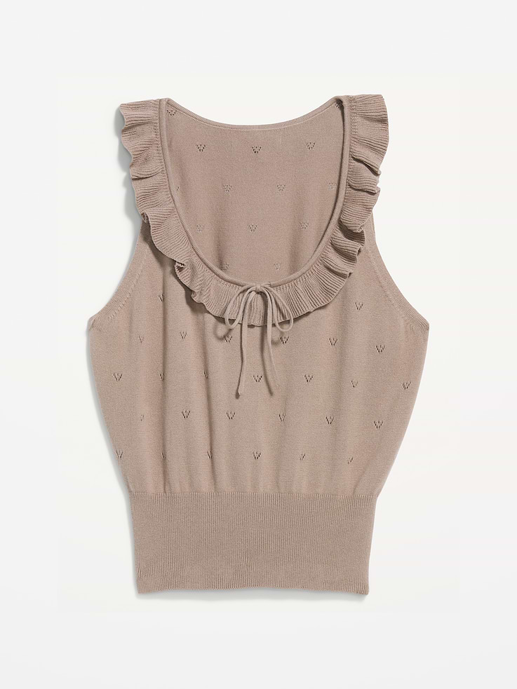 L'image numéro 4 présente Camisole nouée sur le devant en tricot pointelle de coton SoSoft