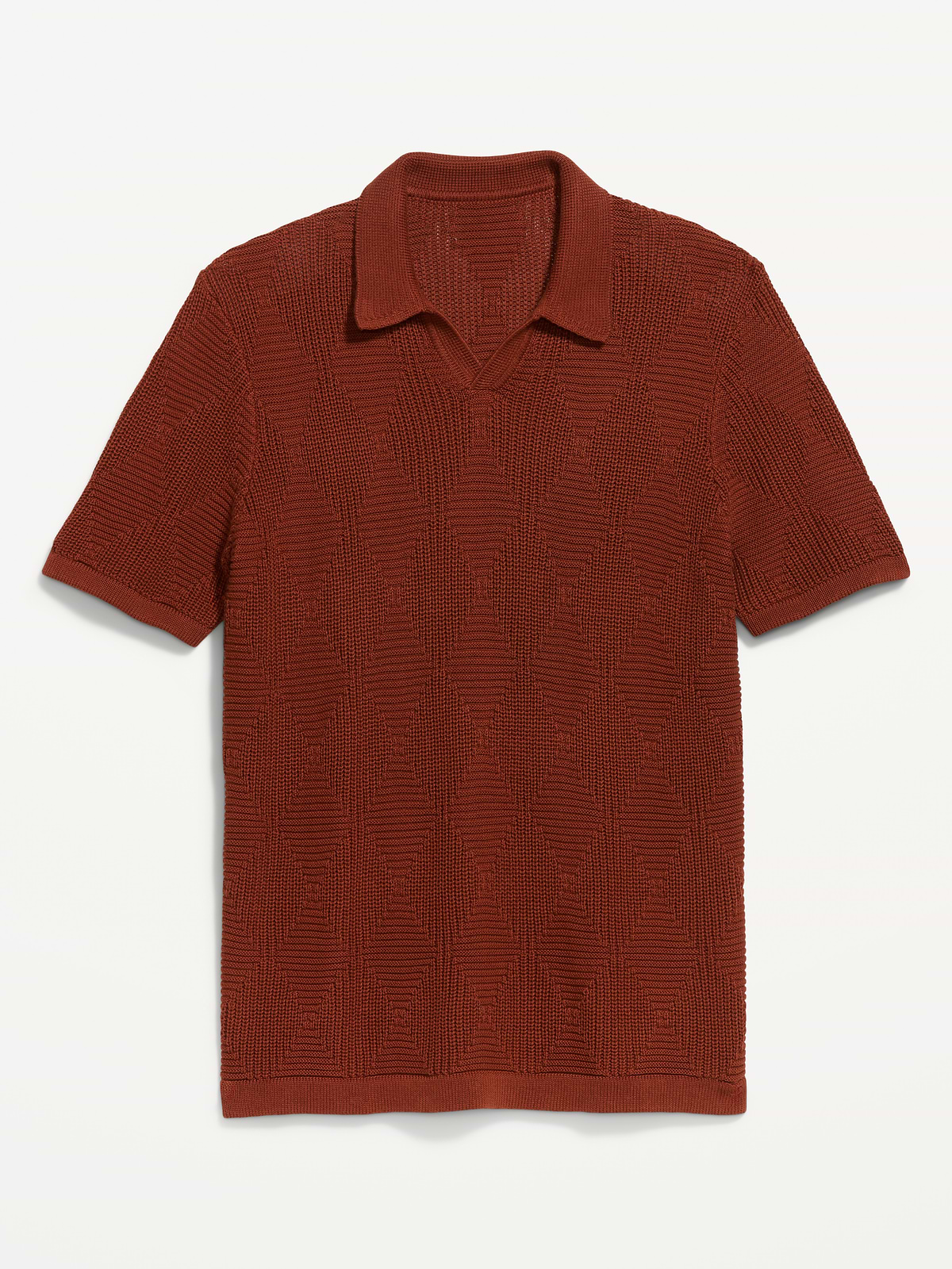Mixed-Stitch Polo Sweater