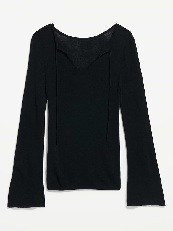 Bell-Sleeve Keyhole Top