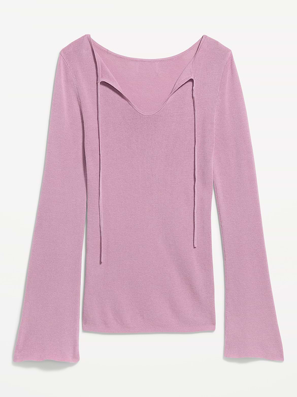 Bell-Sleeve Keyhole Top