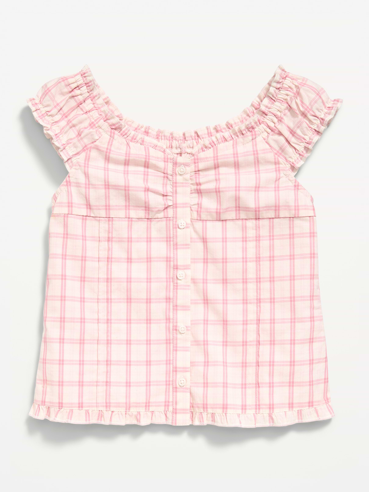 Image number 2 showing, Short-Sleeve Sweetheart-Neck Button-Front Top for Girls