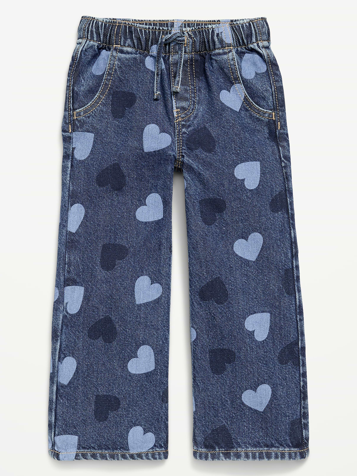 Image number 1 showing, High-Waisted Baggy Wide-Leg Pull-On Jeans for Toddler Girls