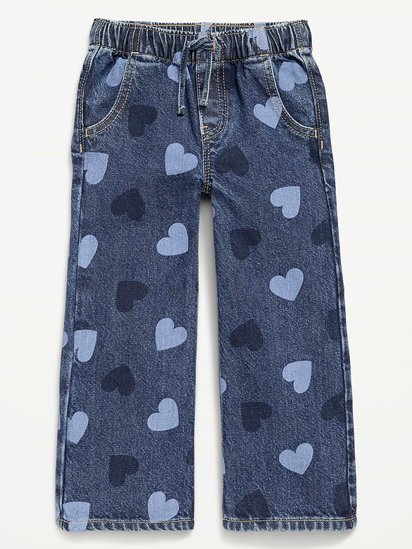 High-Waisted Baggy Wide-Leg Pull-On Jeans for Toddler Girls