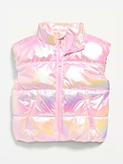 Image number 1 showing, Water-Resistant Metallic Puffer Vest for Toddler Girls