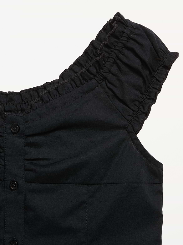 Short-Sleeve Fit and Flare Button-Front Dress for Girls