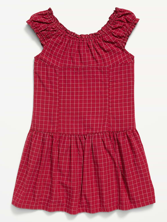 Short-Sleeve Fit and Flare Button-Front Dress for Girls