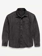Image number 1 showing, Oversized Long-Sleeve Denim Shirt for Boys